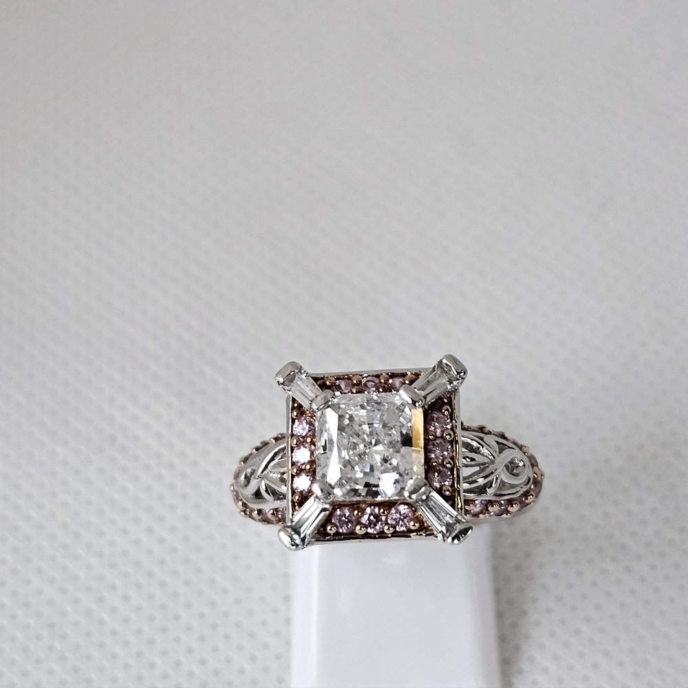 Beautiful Victoria Wieck Diamond & Pink Sapphire Simulant Sterling Silver Size 7 - Picture 7 of 10